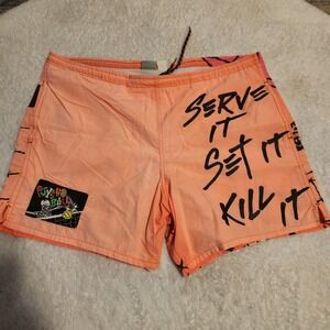 Vintage Ocean Pacific OP Swim Trunks Orange Serve Set Kill Skeleton Mens XL